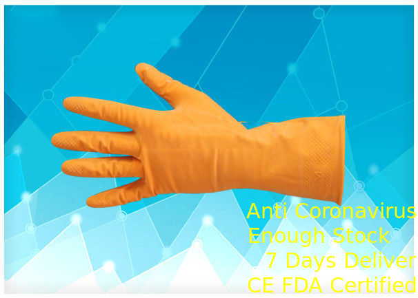 Multitud de la inmersión - guantes no pulverizados alineados del látex, guantes anaranjados del examen del látex del color proveedor