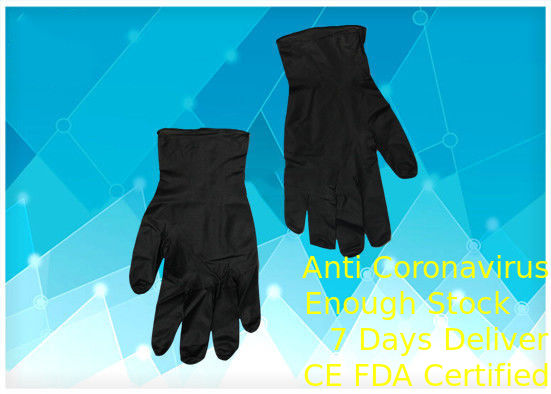 Color negro estático anti modificado para requisitos particulares de los guantes de goma médicos del tamaño cómodo proveedor