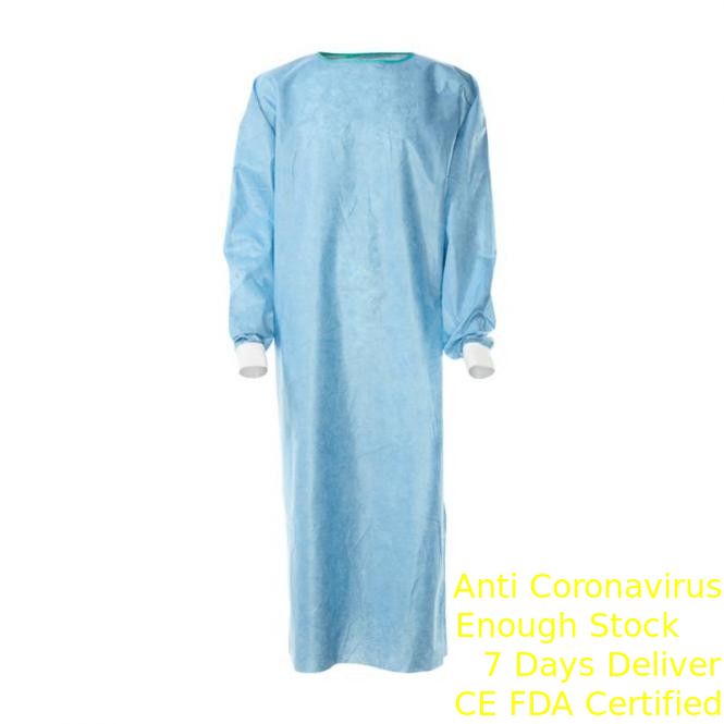 Los vestidos azules estáticos antis del aislamiento, los vestidos quirúrgicos estéril hicieron punto/puño del algodón proveedor